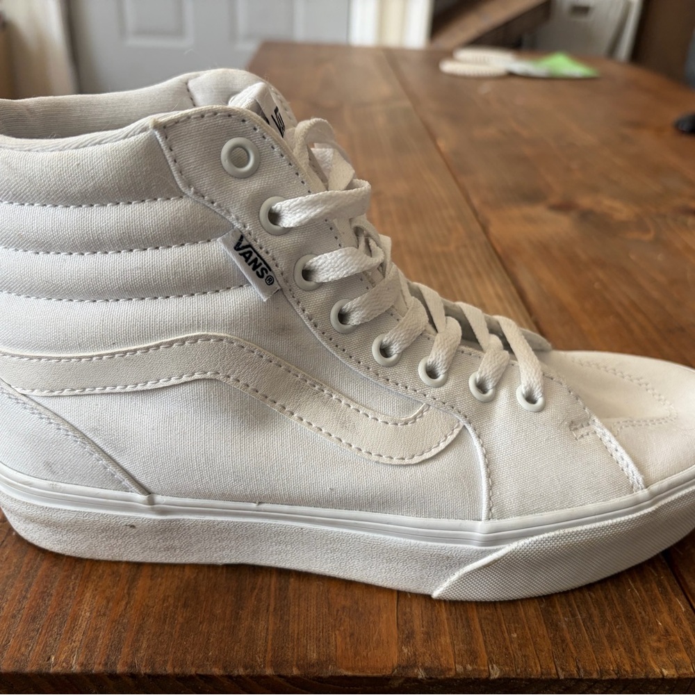 Vans White High-Top Canvas Platform Sneakers